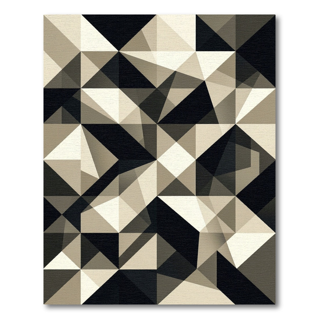 Monochrome Geometric Abstract Angular Art Rug