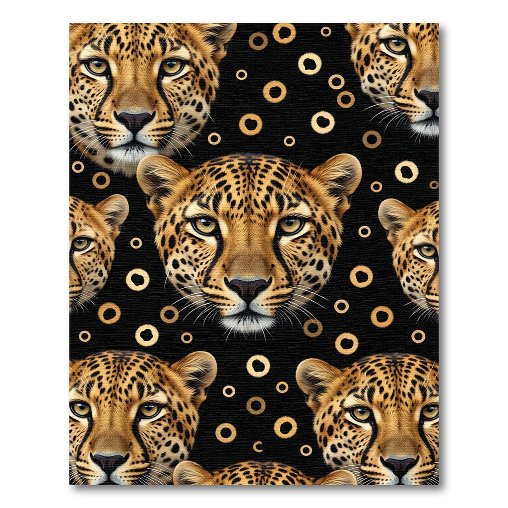 Golden Cheetah Heads with Ring Accents Rug