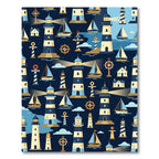 Nautical Lighthouse Sailboat Compass Collection Rug