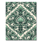 Sage Green Ornate Acanthus Shell Damask Rug