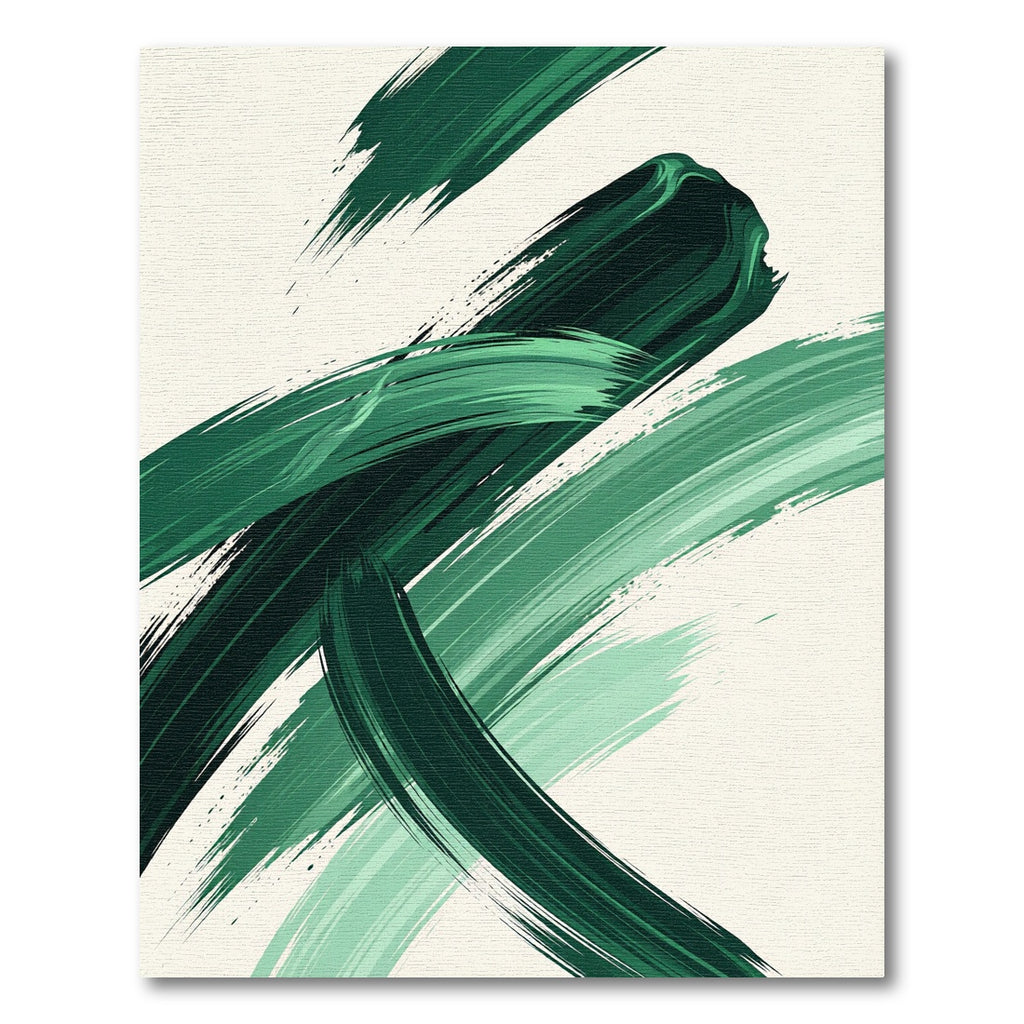 Modern Emerald Green Abstract Brushstroke Rug
