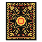 Radiant Sun Crimson Floral Border Rug