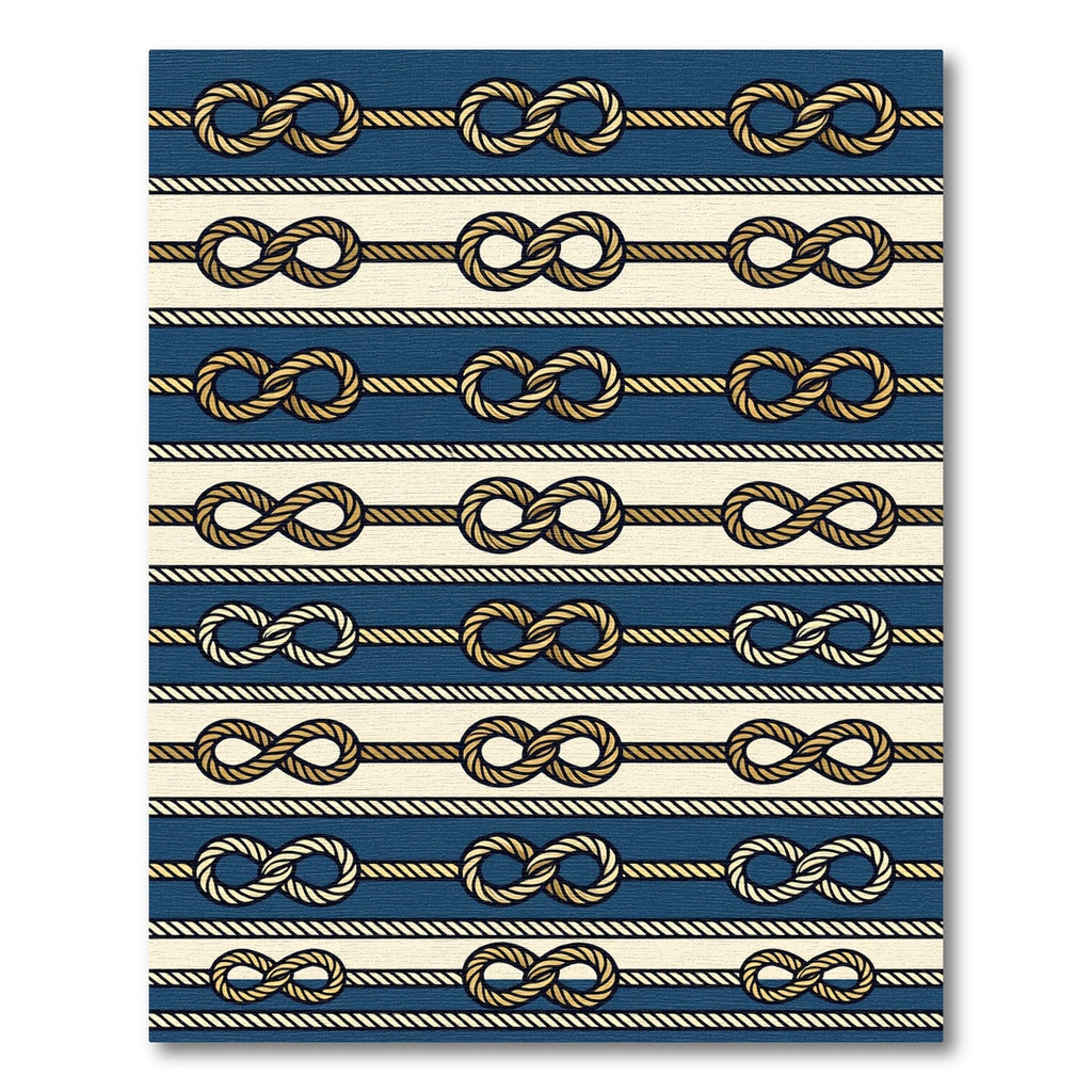 Navy Nautical Rope Infinity Knot Stripe Rug