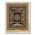 Earthy Geometric Compass Mountain Border Rug