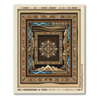 Earthy Geometric Compass Mountain Border Rug