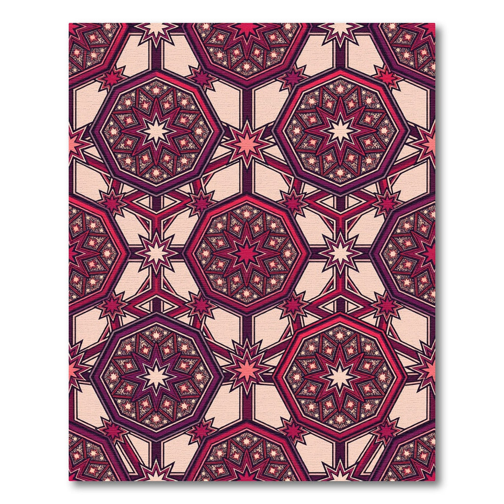 Crimson Geometric Starburst Medallion Rug