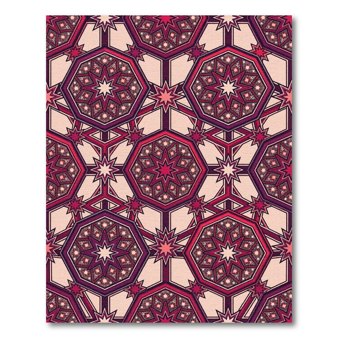 Crimson Geometric Starburst Medallion Rug