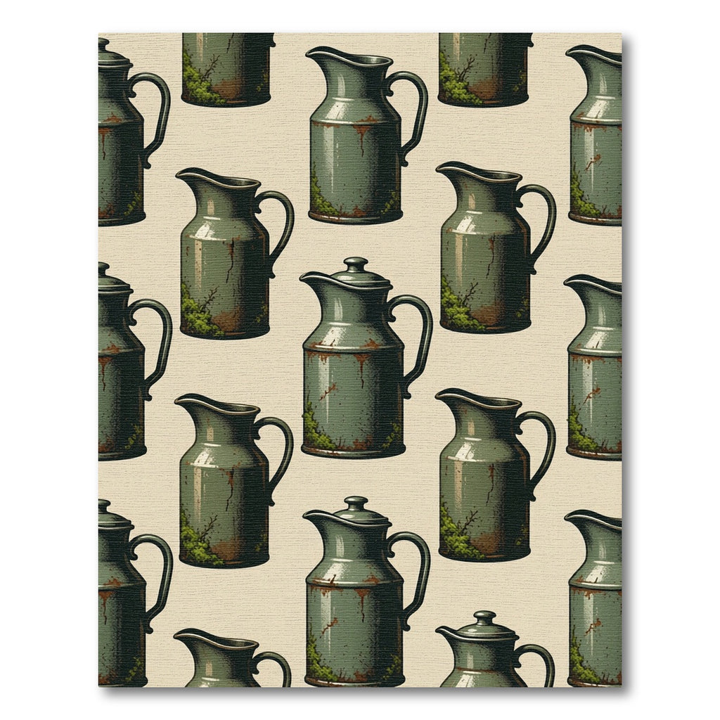 Rustic Sage Green Pitcher Field Rug