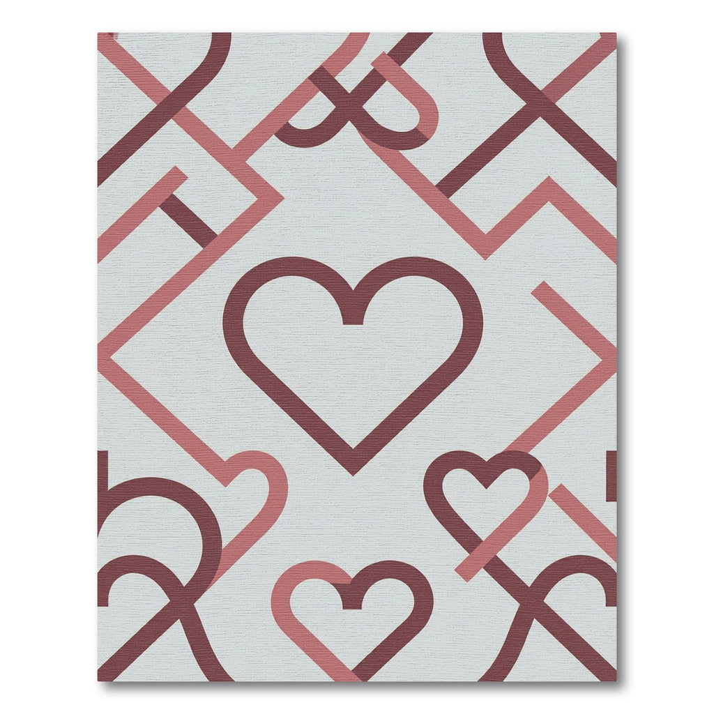 Modern Pink Heart Link Geometric Rug