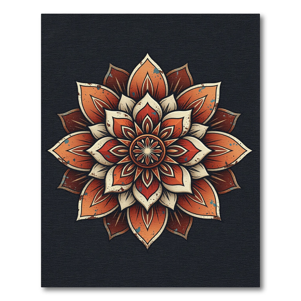 Vintage Terracotta Floral Mandala Rug