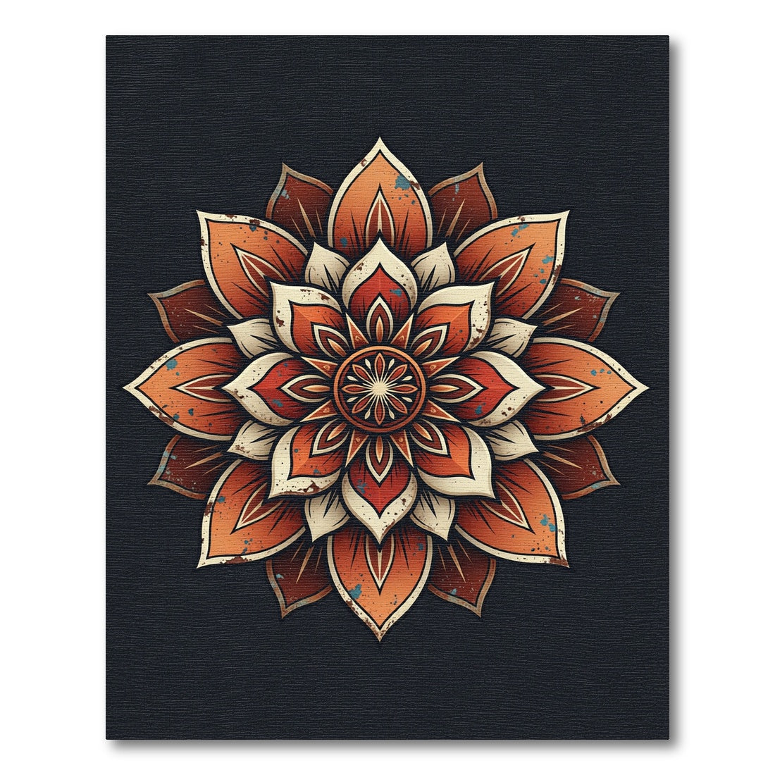 Vintage Terracotta Floral Mandala Rug