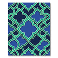 Geometric Teal Blue Quatrefoil Lattice Rug
