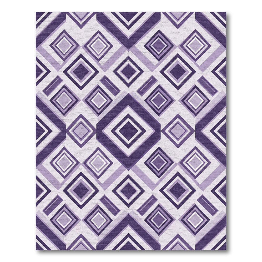 Purple Geometric Layered Diamond Grid Rug