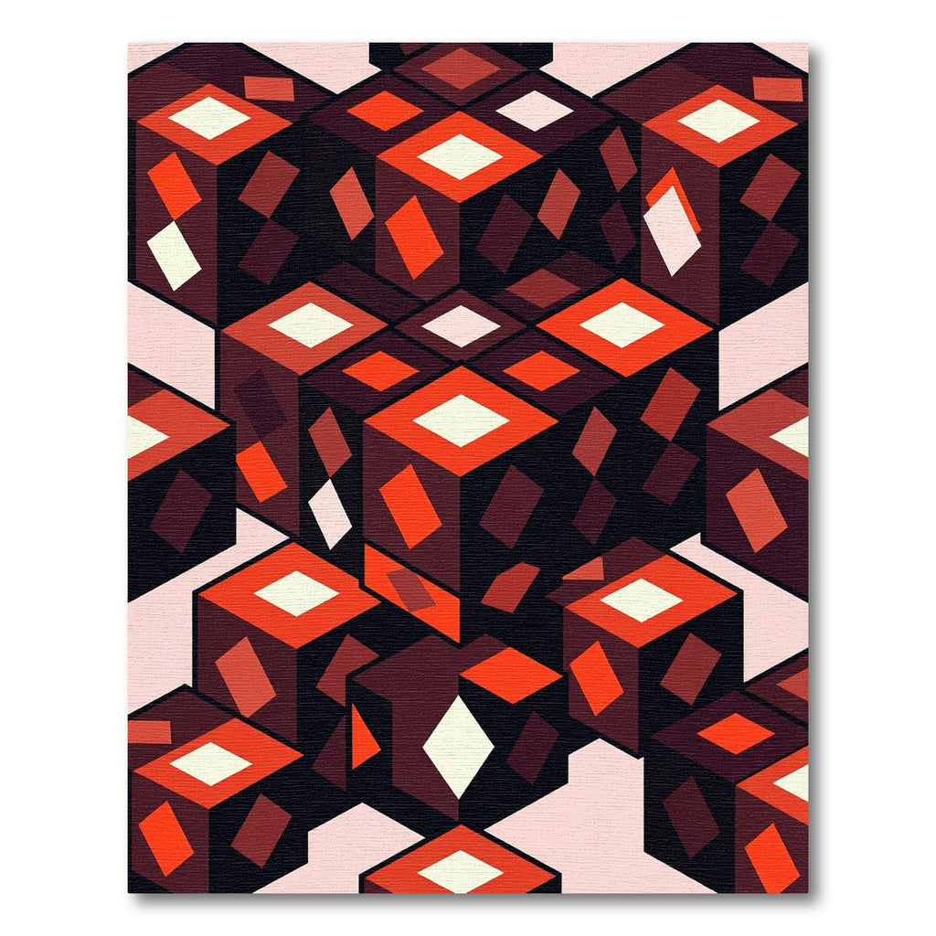Crimson Cubes Diamond Brilliance Rug