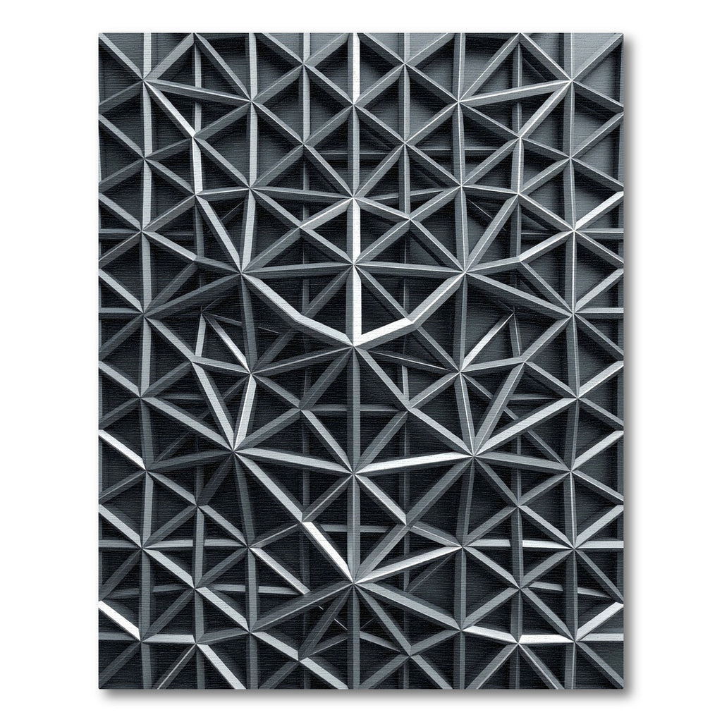Silver Metallic Geometric Lattice Rug