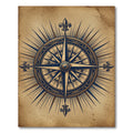 Vintage Golden Nautical Compass Rose Rug