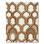 Elegant Golden Interlocking Archway Geometric Rug