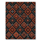 Bold Burnt Orange Geometric Cross Tile Rug