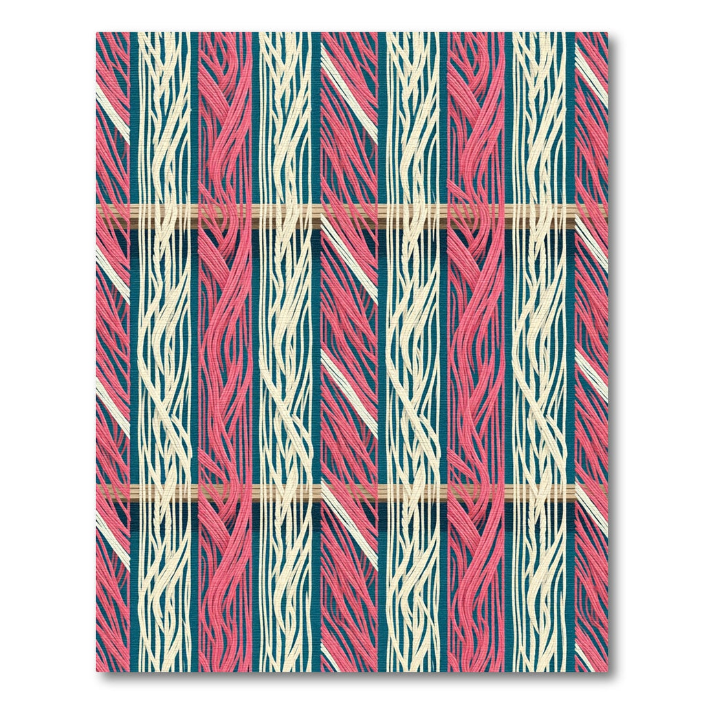 Crimson Cream Vertical Rope Weave Rug