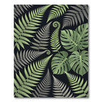 Green Fern Tropical Leaf Composition Rug