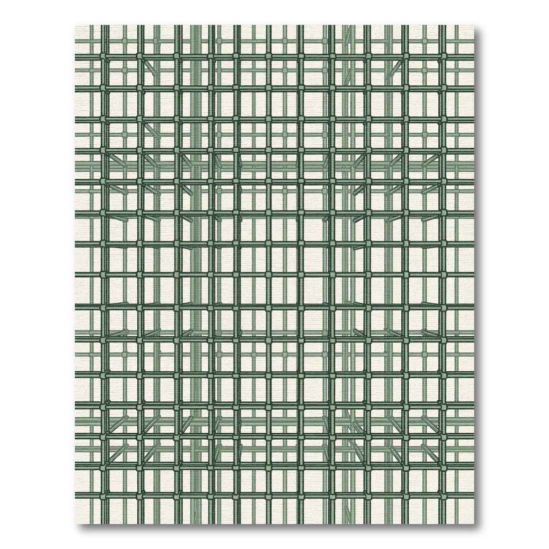 Green Geometric Cubic Structure Rug