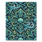 Deep Teal Ocean Scrollwork Laminate Rug