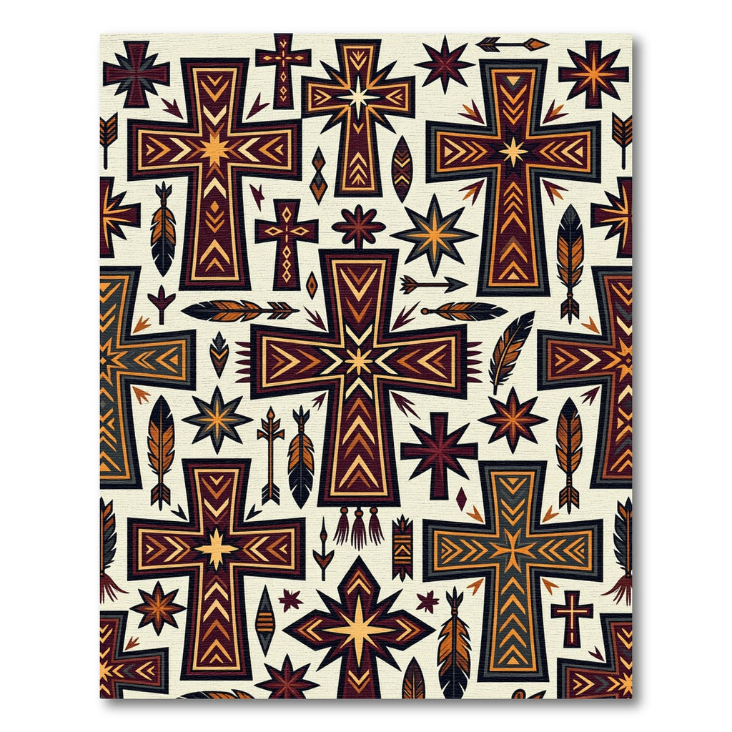 Southwestern Earth Tone Geometric Cross Rug