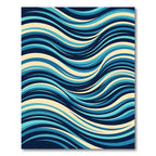 Abstract Blue Curved Wave Flow Rug