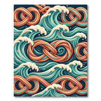 Oceanic Infinity Blue Orange Waves Rug