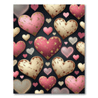 Rustic Distressed Pink Gold Heart Rug