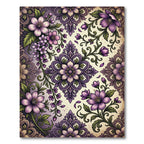 Elegant Purple Floral Damask Medallion Rug