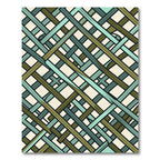 Olive and Teal Intersecting Geometric Weave Rug