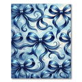 Elegant Navy Blue Silk Ribbon Bows Rug