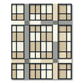 Modern Taupe Grid Geometric Block Rug
