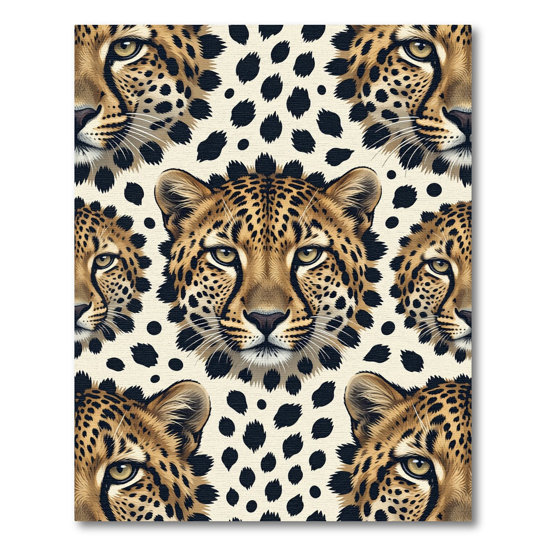 Leopard Face Spotted Cream Seamless Rug