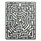 Modern Monochrome Labyrinth Geometric Swirl Rug