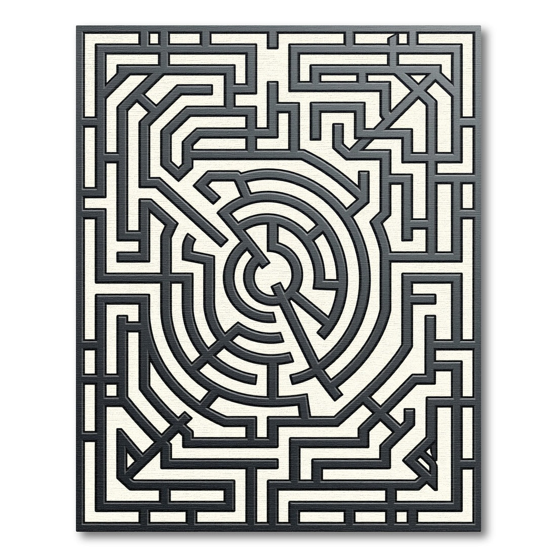 Modern Monochrome Labyrinth Geometric Swirl Rug