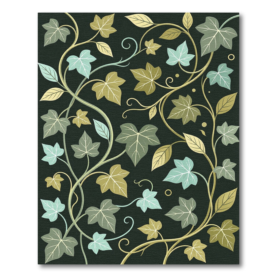 Botanical Ivy Leaves Dark Earthy Tones Rug