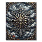 Celestial Silver Ornate Sunburst Floral Rug