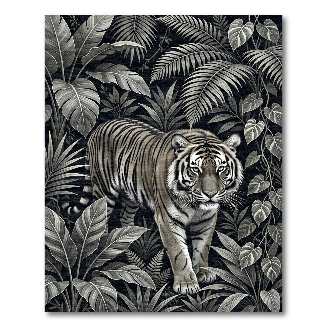 Monochromatic Tiger Jungle Canopy Rug