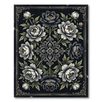 Monochromatic Peony Floral Damask Onyx Rug