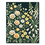 Elegant Yellow Floral Botanical Garden Rug