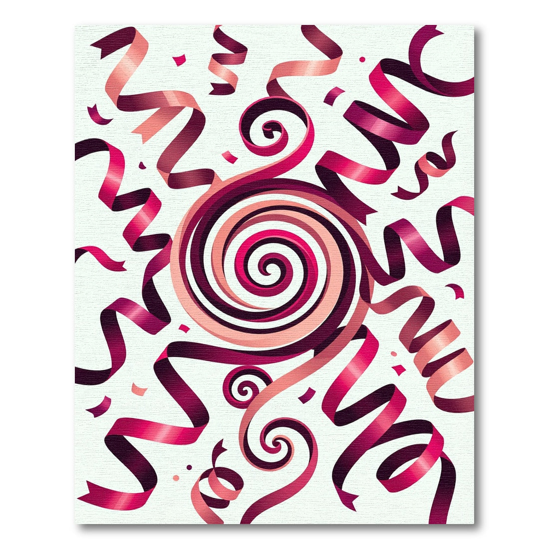 Vibrant Burgundy Swirling Ribbon Celebration Rug