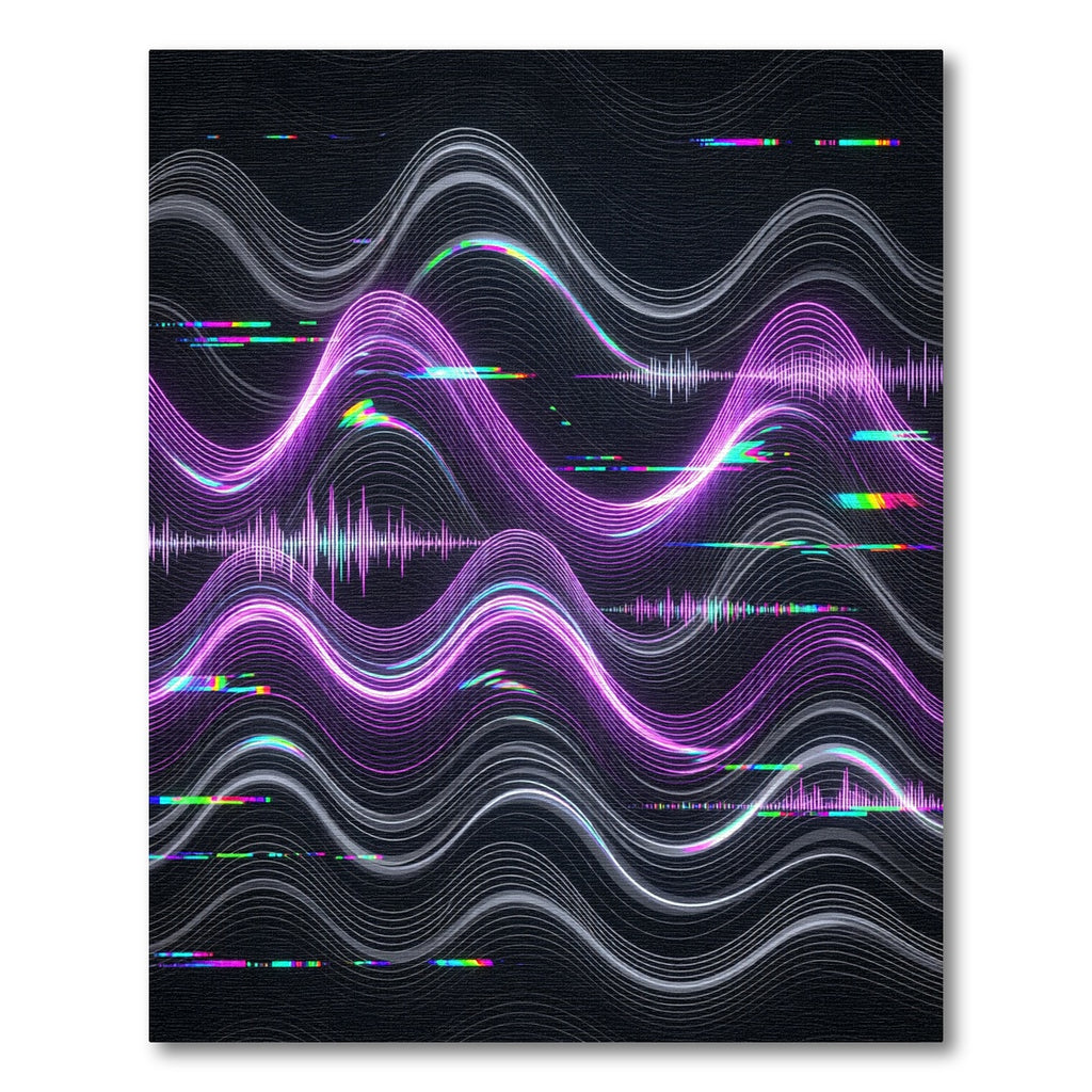 Neon Glitch Wave Abstract Radiant Rug