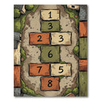 Playful Earthy Tone Hopscotch Numbered Grid Rug