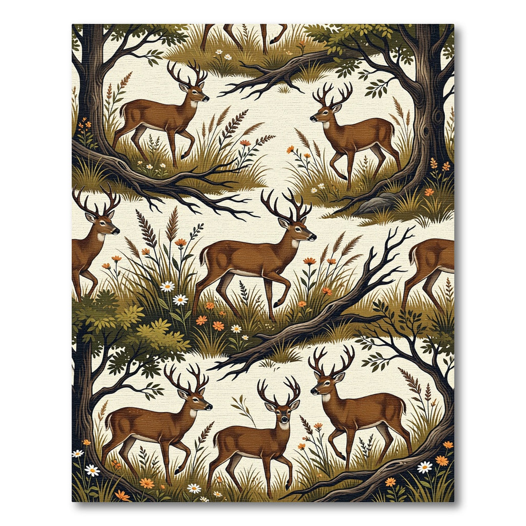 Rustic Woodland Deer Forest Meadow Rug