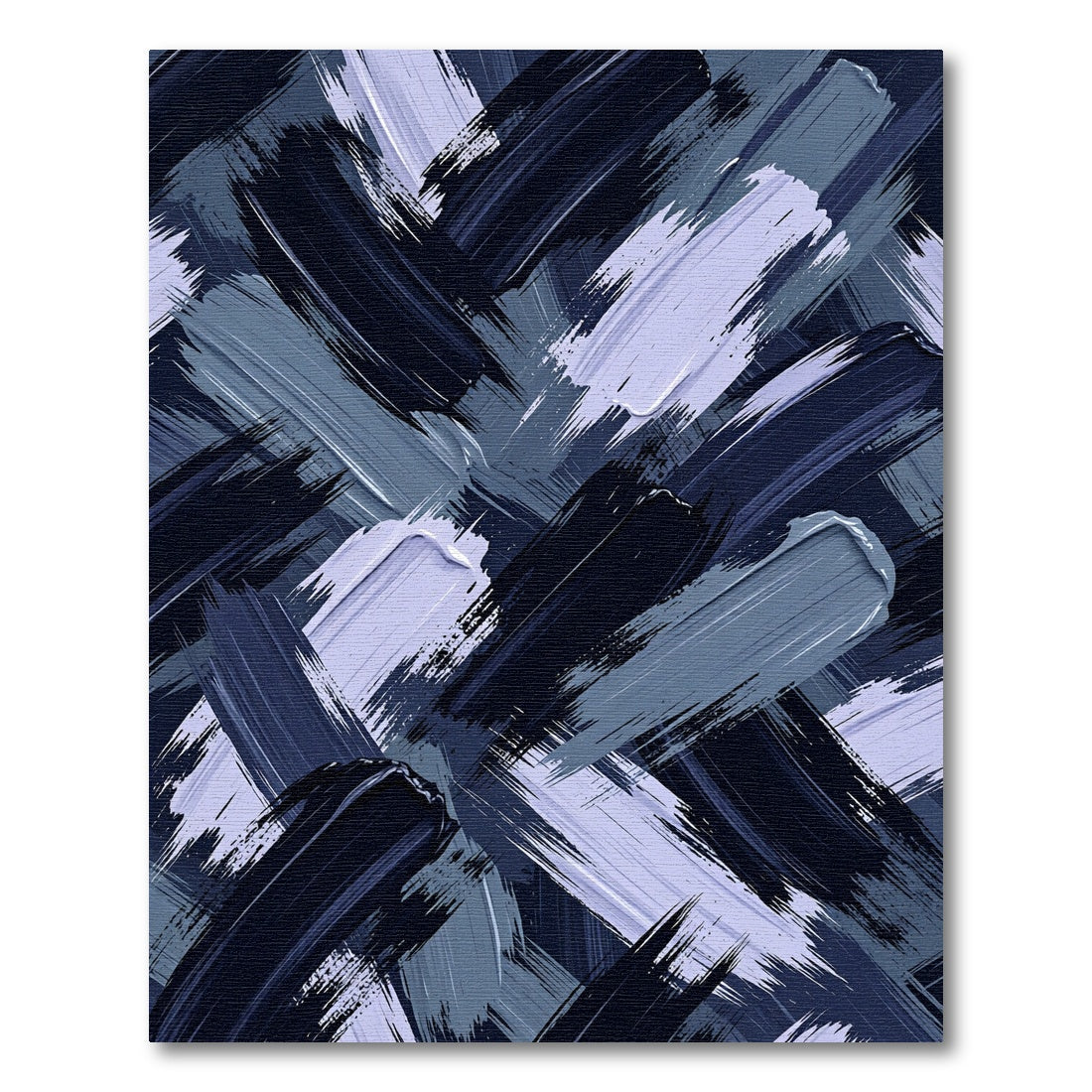 Abstract Navy and Periwinkle Brushstroke Rug