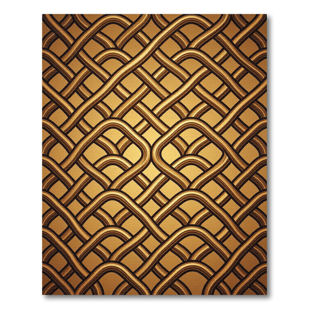 Golden Woven Interlocking Wave Rug