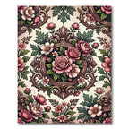 Vintage Blush Floral Damask Medallion Rug