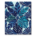 Deep Blue Tropical Leaf Fan Rug